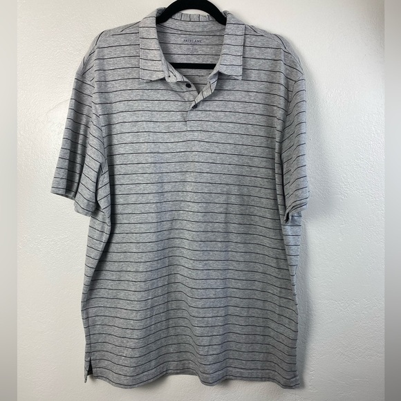 Pima Cotton Spandex FAIRLANE Stretch Short Sleeve Polo Shirt Gray Stipe Men’s XL - Picture 9 of 9